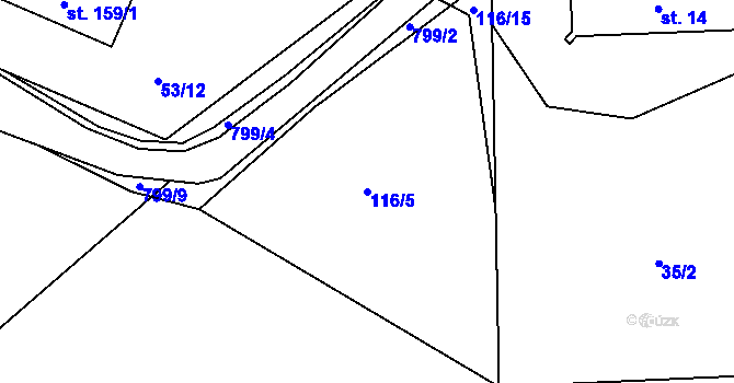 Parcela st. 116/5 v KÚ Starý Pelhřimov, Katastrální mapa