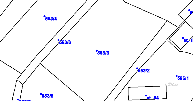 Parcela st. 553/3 v KÚ Starý Pelhřimov, Katastrální mapa