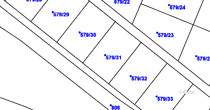 Parcela st. 579/31 v KÚ Starý Pelhřimov, Katastrální mapa