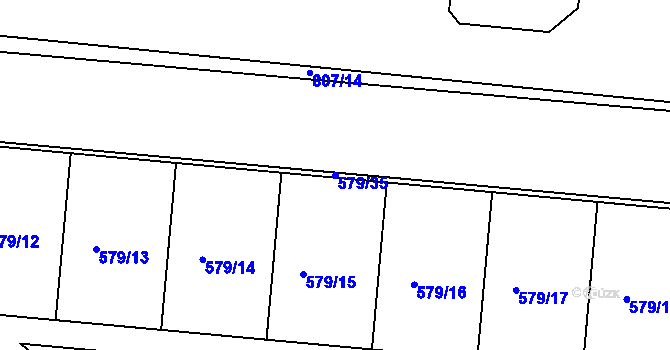 Parcela st. 579/35 v KÚ Starý Pelhřimov, Katastrální mapa