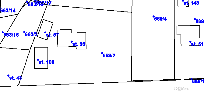 Parcela st. 669/2 v KÚ Starý Pelhřimov, Katastrální mapa