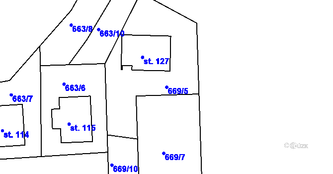 Parcela st. 669/5 v KÚ Starý Pelhřimov, Katastrální mapa