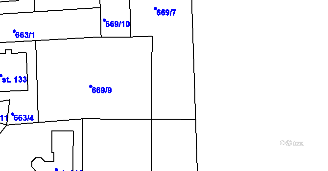 Parcela st. 669/8 v KÚ Starý Pelhřimov, Katastrální mapa