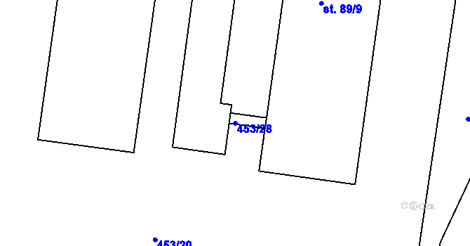 Parcela st. 453/28 v KÚ Starý Pelhřimov, Katastrální mapa