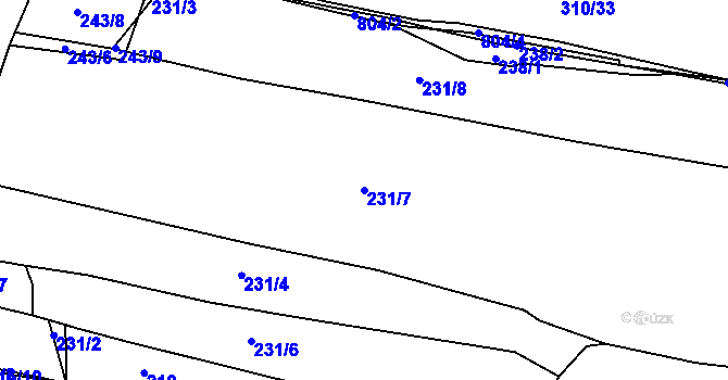 Parcela st. 231/7 v KÚ Starý Pelhřimov, Katastrální mapa