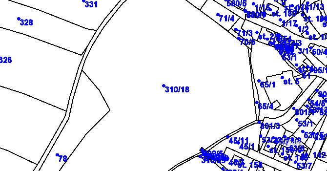 Parcela st. 310/18 v KÚ Starý Pelhřimov, Katastrální mapa
