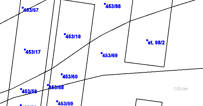 Parcela st. 453/69 v KÚ Starý Pelhřimov, Katastrální mapa