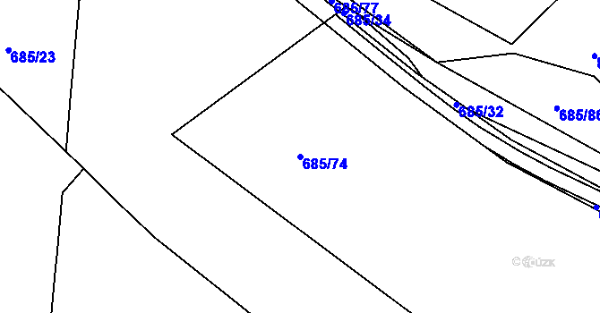 Parcela st. 685/74 v KÚ Starý Pelhřimov, Katastrální mapa