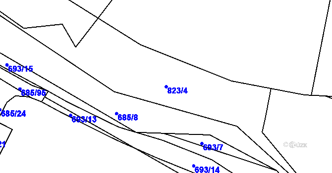 Parcela st. 823/4 v KÚ Starý Pelhřimov, Katastrální mapa