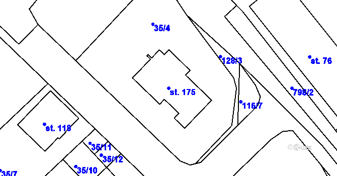 Parcela st. 175 v KÚ Starý Pelhřimov, Katastrální mapa