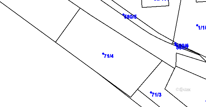 Parcela st. 71/4 v KÚ Starý Pelhřimov, Katastrální mapa