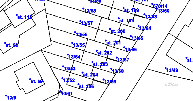 Parcela st. 202 v KÚ Starý Pelhřimov, Katastrální mapa