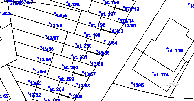 Parcela st. 13/65 v KÚ Starý Pelhřimov, Katastrální mapa