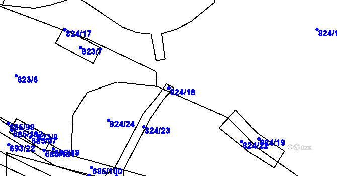 Parcela st. 824/18 v KÚ Starý Pelhřimov, Katastrální mapa
