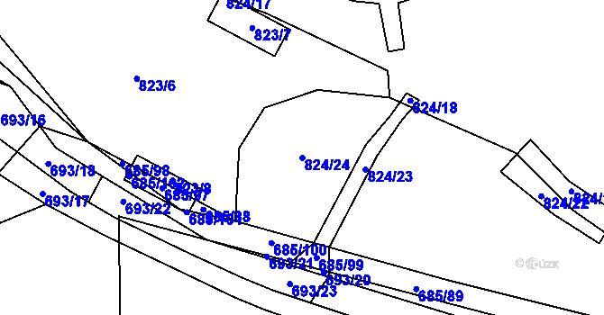 Parcela st. 824/24 v KÚ Starý Pelhřimov, Katastrální mapa
