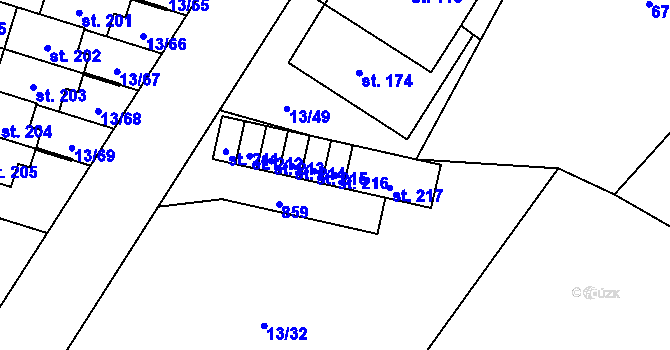 Parcela st. 216 v KÚ Starý Pelhřimov, Katastrální mapa