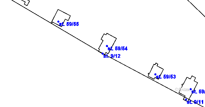 Parcela st. 9/12 v KÚ Jazovice, Katastrální mapa