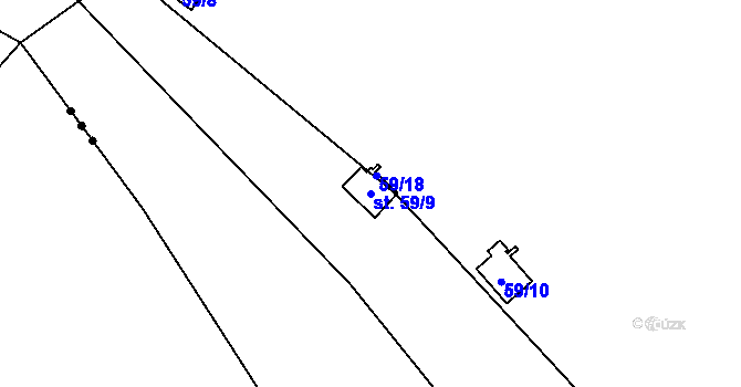 Parcela st. 59/9 v KÚ Jazovice, Katastrální mapa