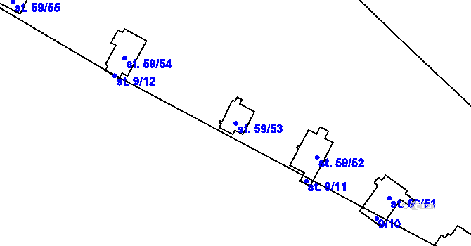 Parcela st. 59/53 v KÚ Jazovice, Katastrální mapa