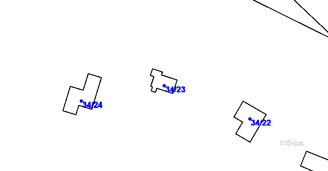 Parcela st. 34/23 v KÚ Jazovice, Katastrální mapa