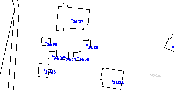 Parcela st. 34/29 v KÚ Jazovice, Katastrální mapa