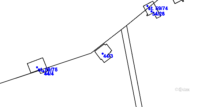 Parcela st. 44/3 v KÚ Jazovice, Katastrální mapa