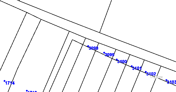 Parcela st. 3098 v KÚ Jazovice, Katastrální mapa
