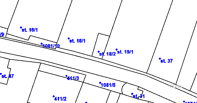 Parcela st. 18/2 v KÚ Nový Petřín, Katastrální mapa