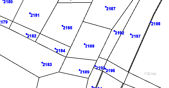 Parcela st. 2188 v KÚ Nový Petřín, Katastrální mapa