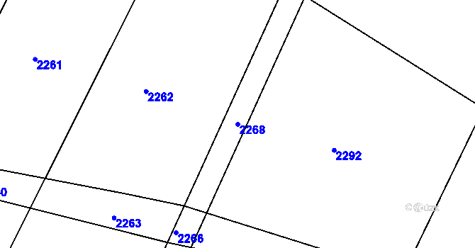 Parcela st. 2268 v KÚ Nový Petřín, Katastrální mapa