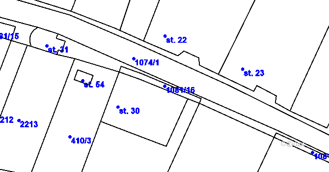 Parcela st. 1081/16 v KÚ Nový Petřín, Katastrální mapa