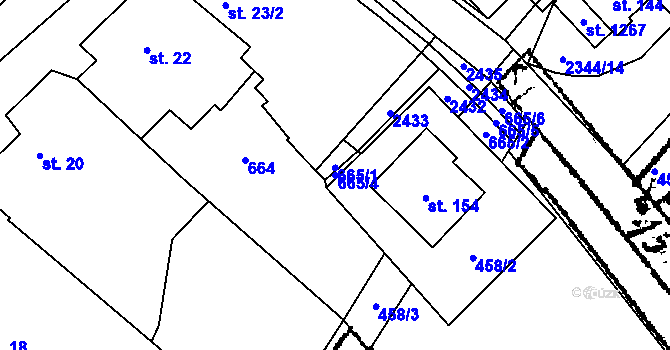 Parcela st. 665/4 v KÚ Starý Petřín, Katastrální mapa
