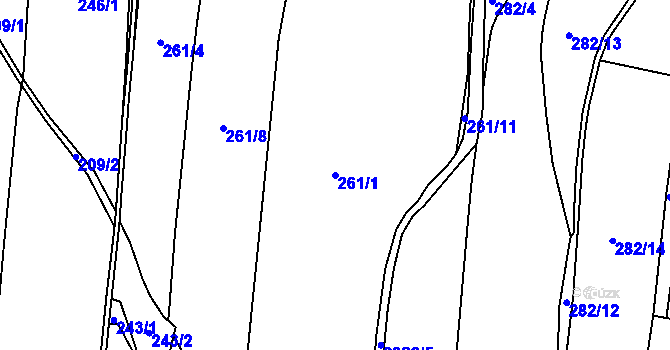 Parcela st. 261/1 v KÚ Starý Ples, Katastrální mapa