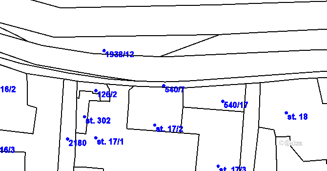 Parcela st. 540/7 v KÚ Starý Ples, Katastrální mapa