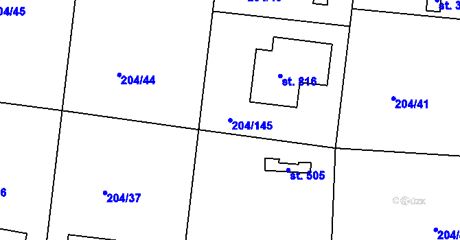 Parcela st. 204/145 v KÚ Sedlec u Starého Plzence, Katastrální mapa