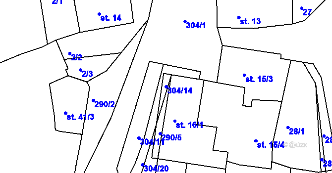 Parcela st. 304/14 v KÚ Sedlec u Starého Plzence, Katastrální mapa