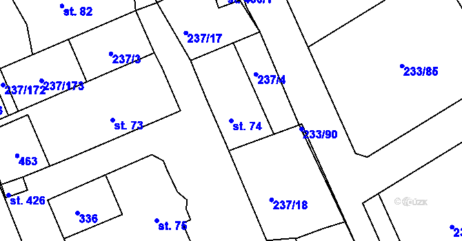 Parcela st. 74 v KÚ Sedlec u Starého Plzence, Katastrální mapa