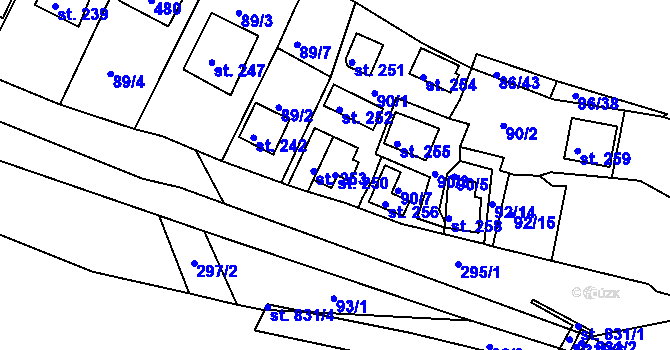 Parcela st. 250 v KÚ Sedlec u Starého Plzence, Katastrální mapa