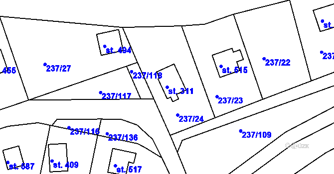 Parcela st. 311 v KÚ Sedlec u Starého Plzence, Katastrální mapa