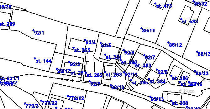 Parcela st. 381 v KÚ Sedlec u Starého Plzence, Katastrální mapa