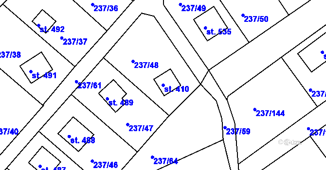 Parcela st. 410 v KÚ Sedlec u Starého Plzence, Katastrální mapa