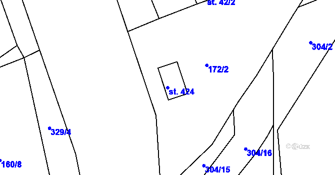 Parcela st. 424 v KÚ Sedlec u Starého Plzence, Katastrální mapa