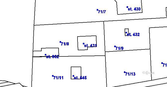 Parcela st. 431 v KÚ Sedlec u Starého Plzence, Katastrální mapa