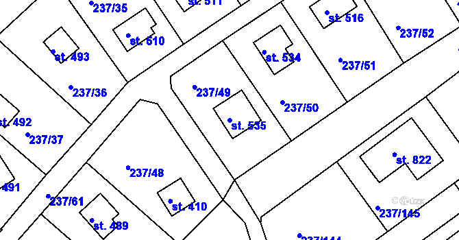 Parcela st. 535 v KÚ Sedlec u Starého Plzence, Katastrální mapa