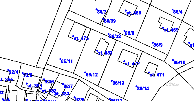 Parcela st. 583 v KÚ Sedlec u Starého Plzence, Katastrální mapa