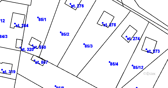 Parcela st. 85/3 v KÚ Sedlec u Starého Plzence, Katastrální mapa