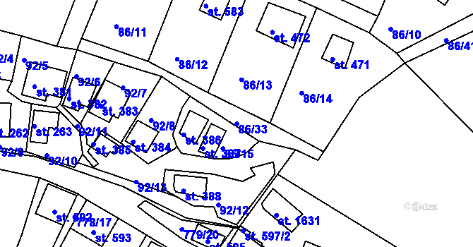 Parcela st. 86/33 v KÚ Sedlec u Starého Plzence, Katastrální mapa