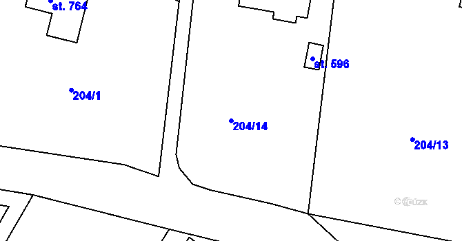 Parcela st. 204/14 v KÚ Sedlec u Starého Plzence, Katastrální mapa
