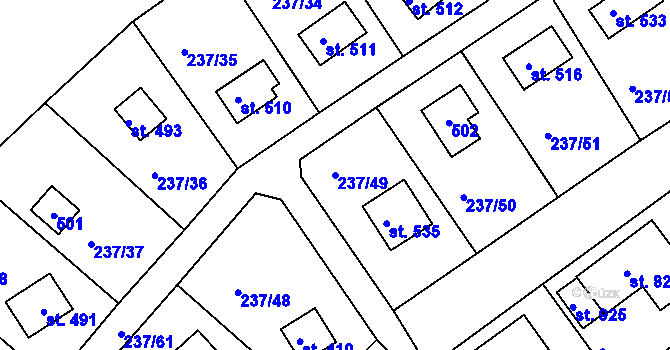 Parcela st. 237/49 v KÚ Sedlec u Starého Plzence, Katastrální mapa