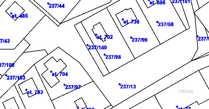 Parcela st. 237/98 v KÚ Sedlec u Starého Plzence, Katastrální mapa